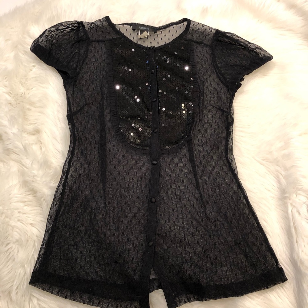 Express Black Sheer Blouse - Picture 3 of 8